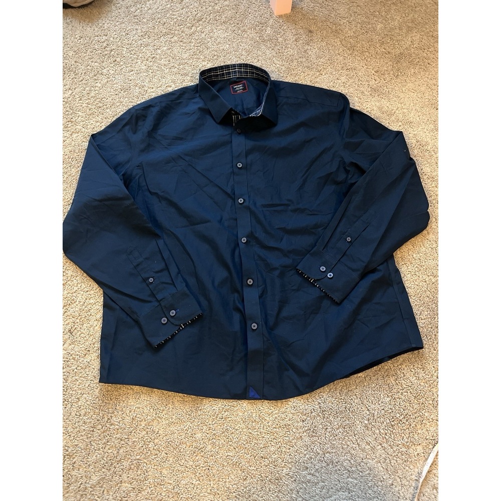 Untuckit 3X NAVY BLUE Mens Button Shirt 100% Cotton WRINKLEFREE Long Sleeve XXXL
